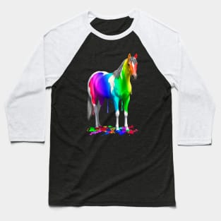 Colorful Rainbow Paint Horse Baseball T-Shirt